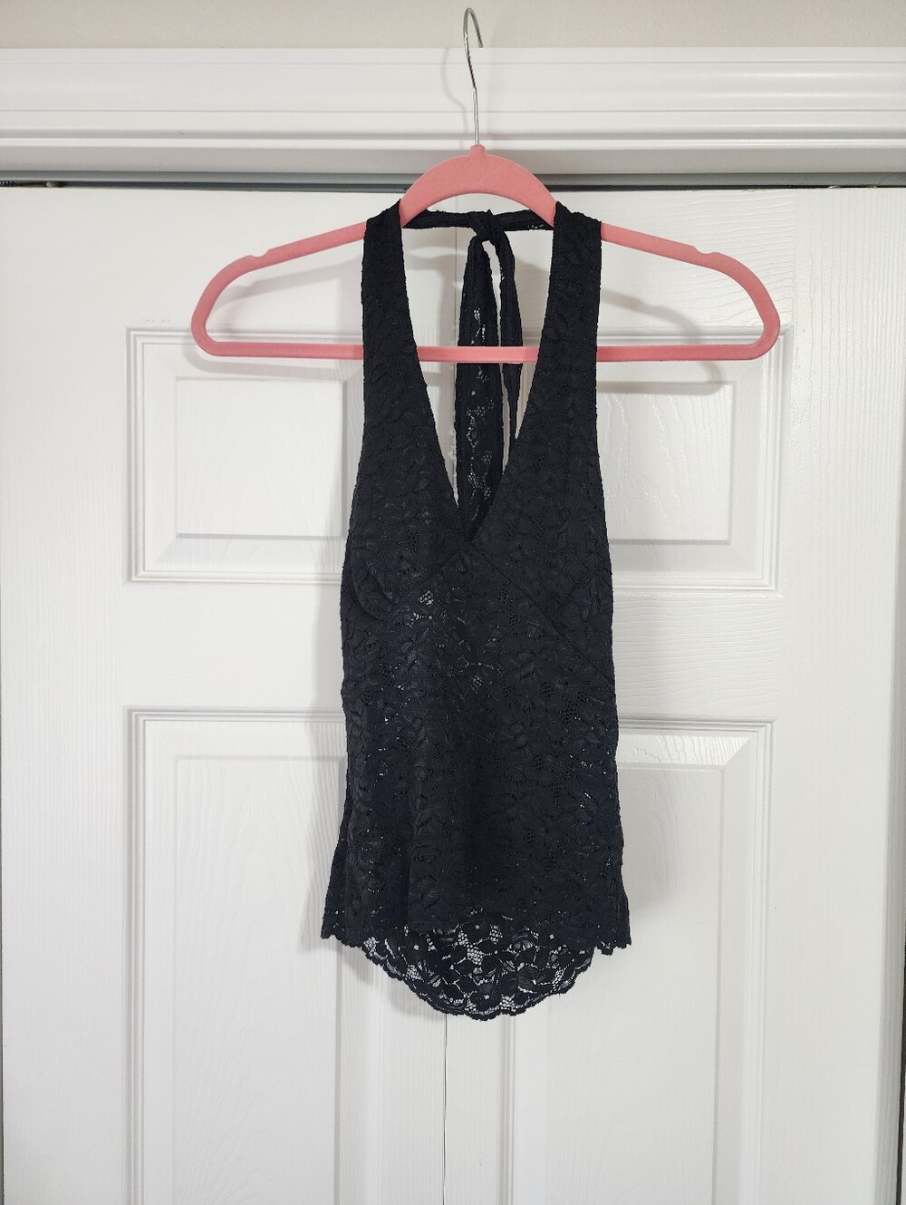 UO Out From Under Black Lace Halter Top